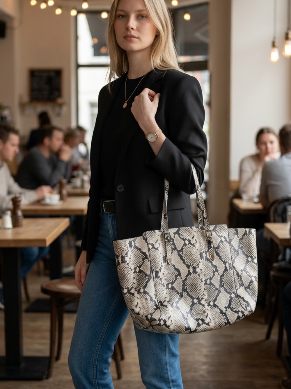 Women’s Aldo snakeskin tote bag with matching bag